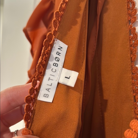 Baltic Born Brown and Orange Ruched Ruffled Sundress - Picture 3 of 3